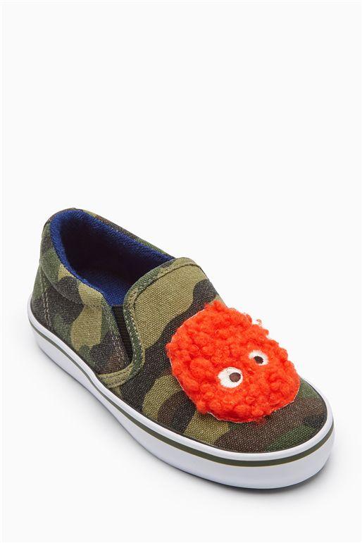 Next Younger Boys Camouflage Slip-On Badge Pumps