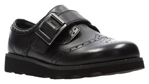 Clarks Girls Crown Pride Black Leather Shoes