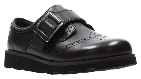 Girls Clarks Crown Pride Black Leather Shoes