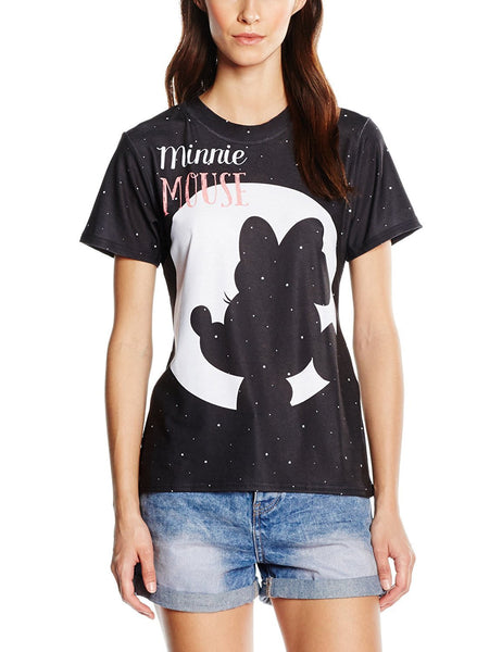 Disney Womens Minnie Mouse Moon Silhouette T-Shirt