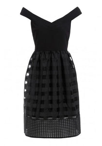 Elise Ryan Bardot Fit and Flare Dress in Black - Stockpoint Apparel Outlet