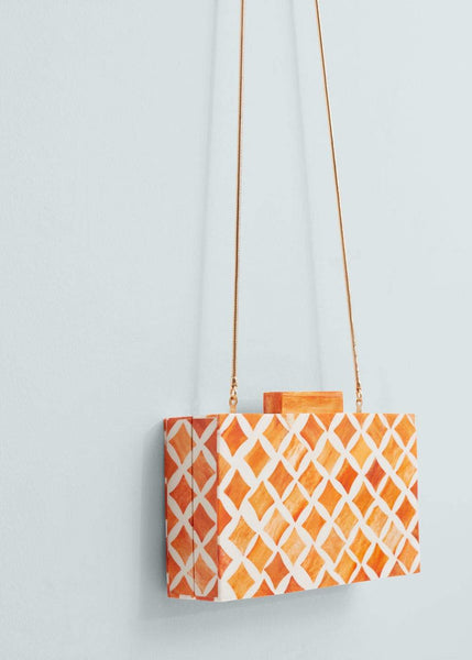 Mango Geometric Coral Red Womens Clutch - Stockpoint Apparel Outlet