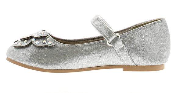 Princess Stardust Girls Gaby Butterfly Style Silver Ballerina Shoes - Stockpoint Apparel Outlet