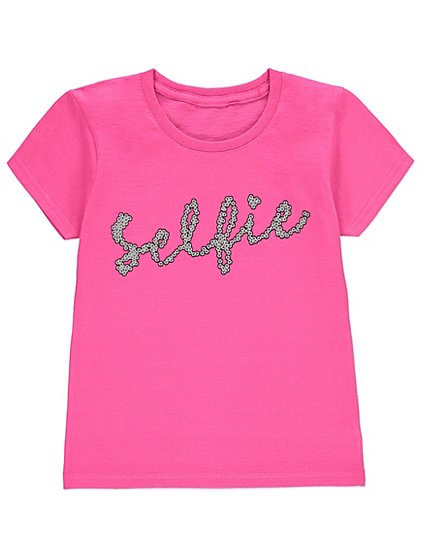 George Pink Selfie Slogan T-Shirt - Stockpoint Apparel Outlet