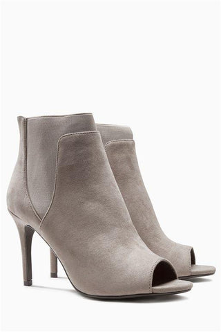 Next Womens Grey Peep Toe Shoe Boots - Stockpoint Apparel Outlet