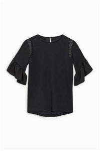 Next Black Fluted Top - Stockpoint Apparel Outlet