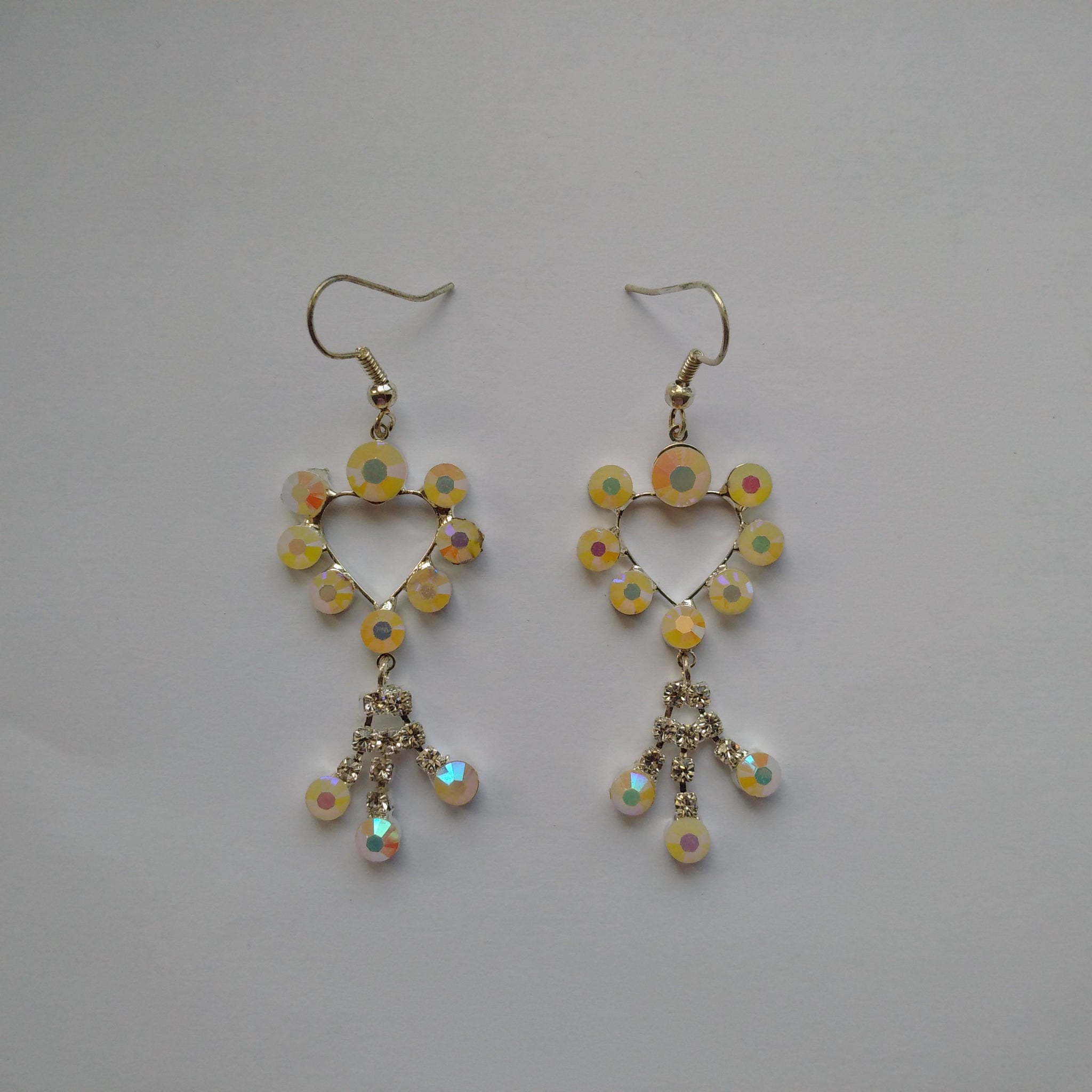 Silver Heart Shaped Earrings with Crystals & Beads - Stockpoint Apparel Outlet