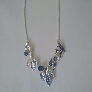 Accessory Silver Plated Blue Tonal Floral Womens Necklace