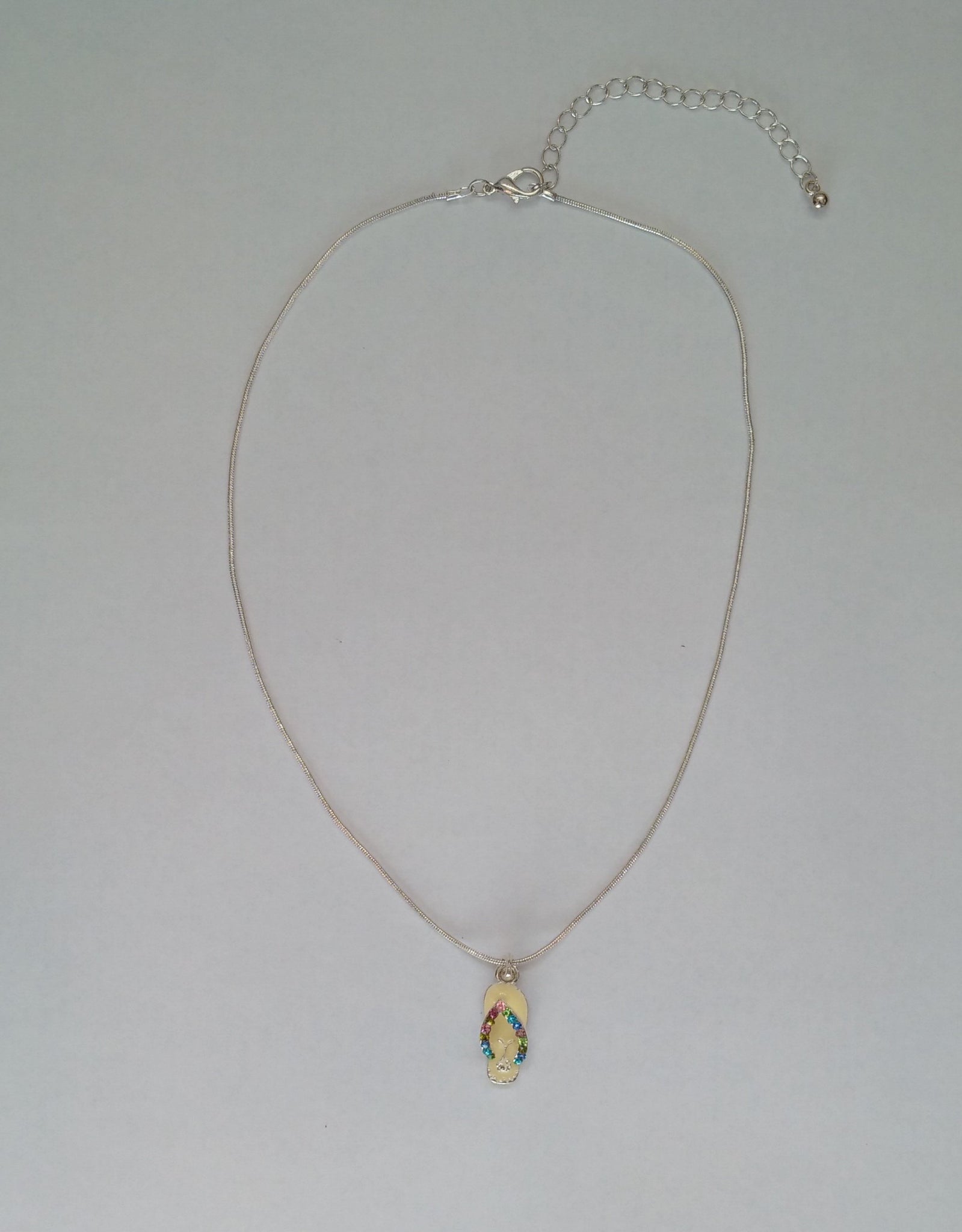 Yellow Flip-flop Design Silver Necklace - Stockpoint Apparel Outlet