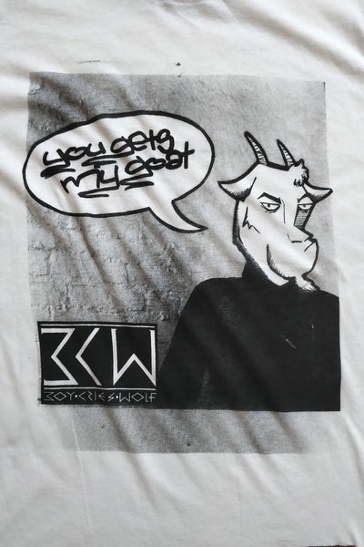 Boy Cries Wolf Goat Print Mens White T-Shirt