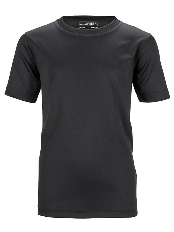 James Nicholson Kids Unisex Active Sports T-Shirt Black - Stockpoint Apparel Outlet