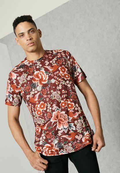 Jaded London Prints Floral Print T-Shirt - Stockpoint Apparel Outlet