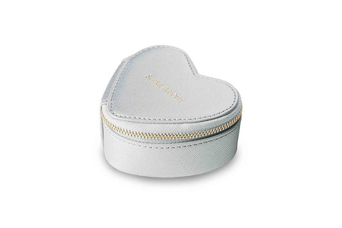 Katie Loxton London Small Heart Travel  Metallic Silver Jewellery Case - Stockpoint Apparel Outlet