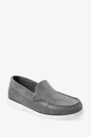 Next Boys Grey Leather Penny Loafers