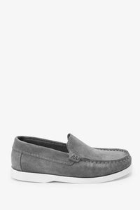 Next Boys Grey Leather Penny Loafers