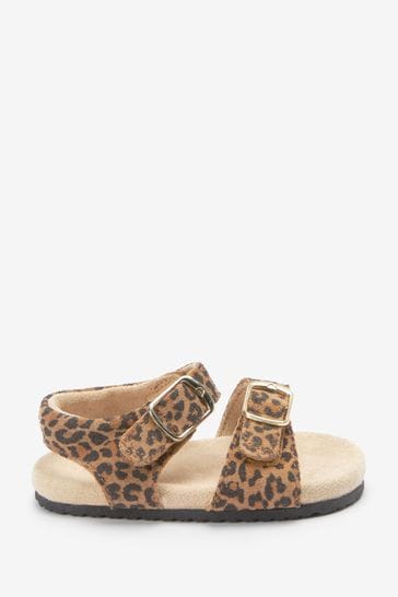Next Tan Brown Animal Print Adjustable Baby Sandals - Stockpoint Apparel Outlet