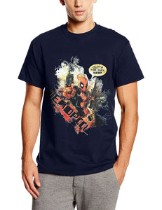 Marvel Deadpool Outta The Way Nerd Mens Navy T-Shirt - Stockpoint Apparel Outlet