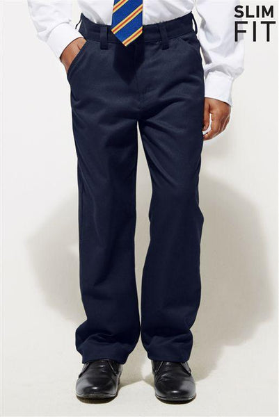 Next Boys Navy Flat Front Trousers Slim Fit