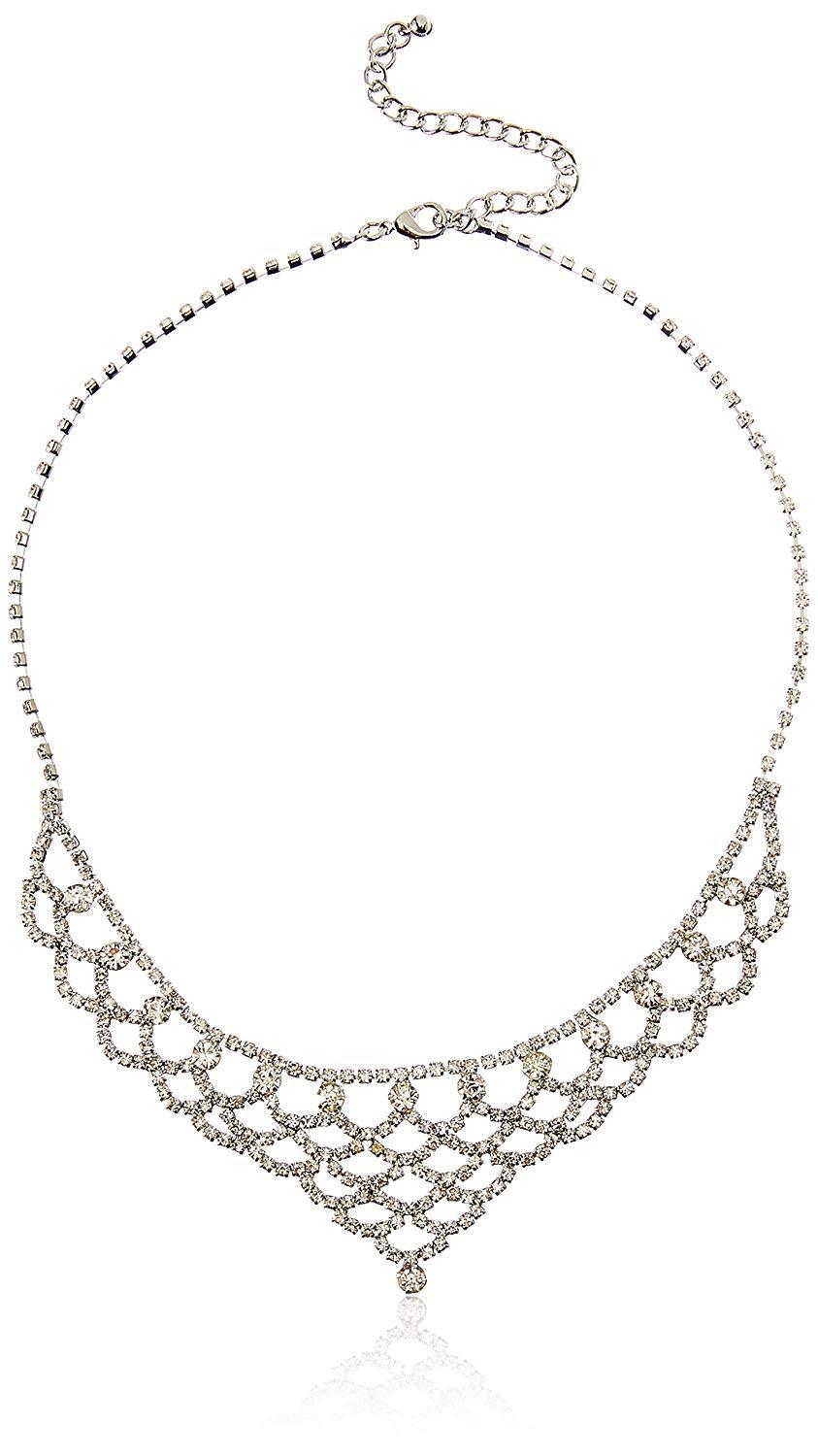 New Look Womens Premium Silver Sparkle Bib Necklace