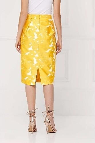 Next Womens Yellow Jacquard Tulip Skirt