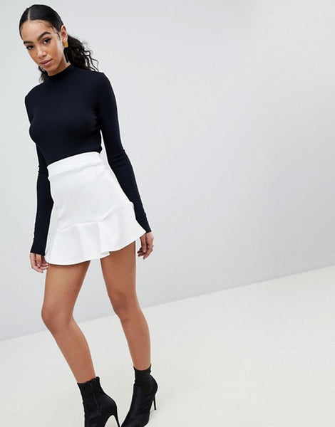 PrettyLittleThing Womens Verity Flippy Hem White Mini Skirt - Stockpoint Apparel Outlet