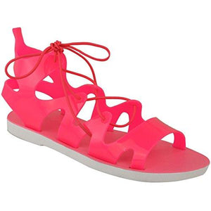 George Girls Pink Lace-up Jelly Sandals