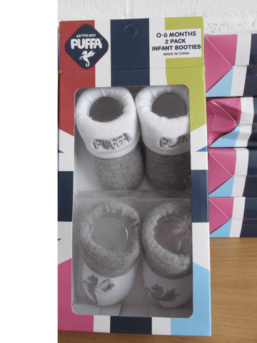 Puffa 2 Pack Baby Boys Grey Booties