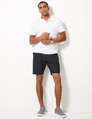 M&S Cotton Rich Stretch Navy Chino Mens Shorts - Stockpoint Apparel Outlet
