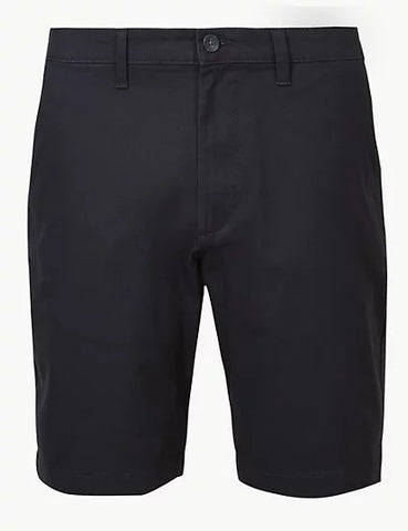 M&S Cotton Rich Stretch Navy Chino Mens Shorts - Stockpoint Apparel Outlet