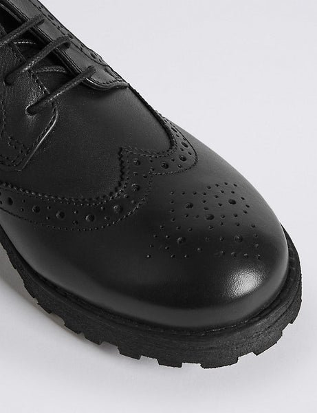M&S Leather Brogue Boys School Shoes - Stockpoint Apparel Outlet