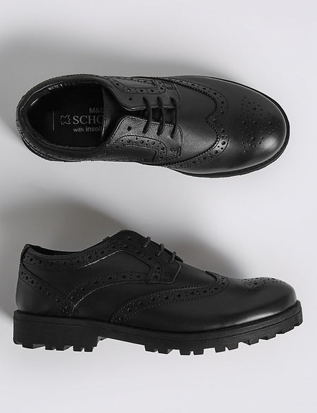 M&S Leather Brogue Boys School Shoes - Stockpoint Apparel Outlet