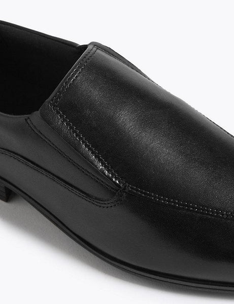 M&S Black Leather Slip-on Older Boys School Shoes - Stockpoint Apparel Outlet