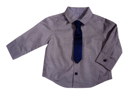 Matalan Grey Shirt with Tie - Stockpoint Apparel Outlet