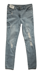 Next Petite Bleach Skinny Ripped Blue Jeans - Stockpoint Apparel Outlet