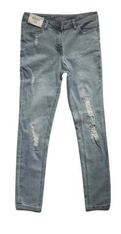 Next Petite Bleach Skinny Ripped Blue Jeans - Stockpoint Apparel Outlet