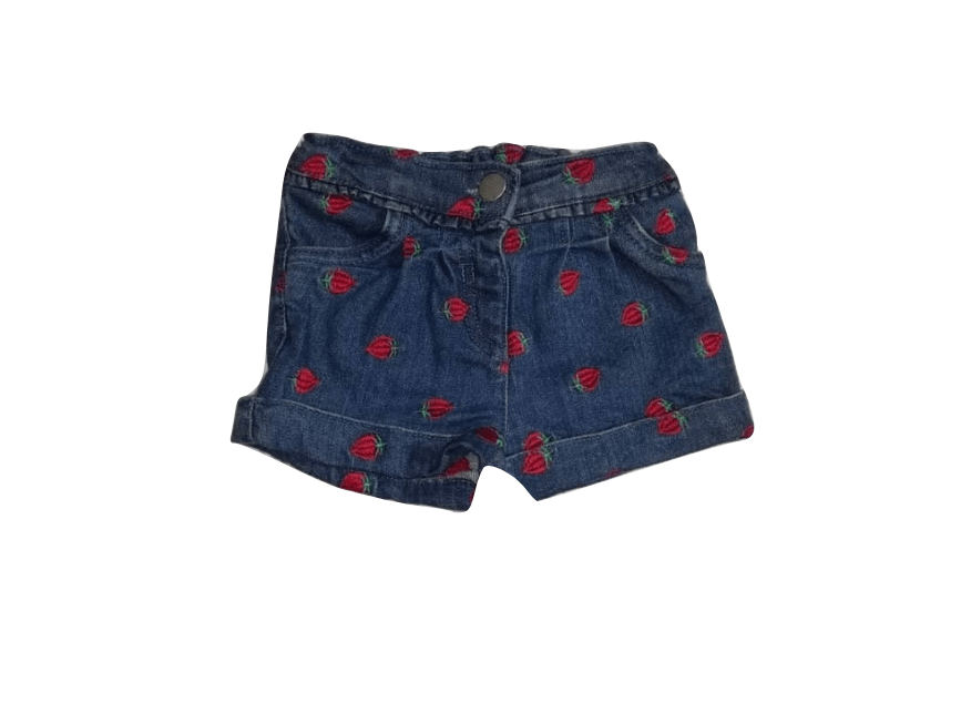 Tu Baby Girls Strawberry Logo Denim Shorts