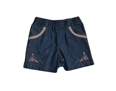 Baby Girls Pink Hearts Denim Shorts