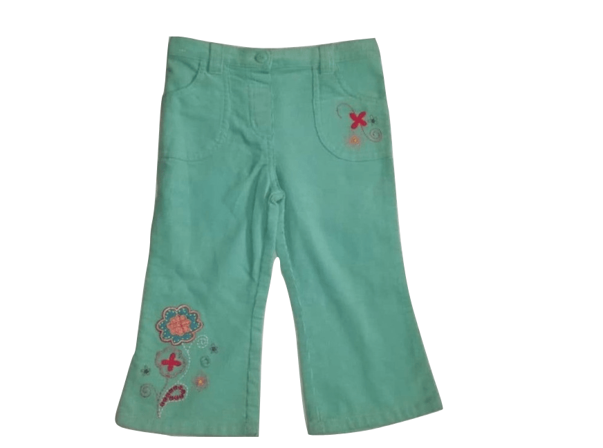 Mini Mode Green Corduroy Floral Trousers - Stockpoint Apparel Outlet