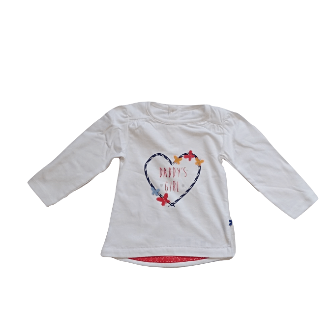 Dunnes Daddy's Girl Heart Shape Baby Girls Long Sleeve White Top