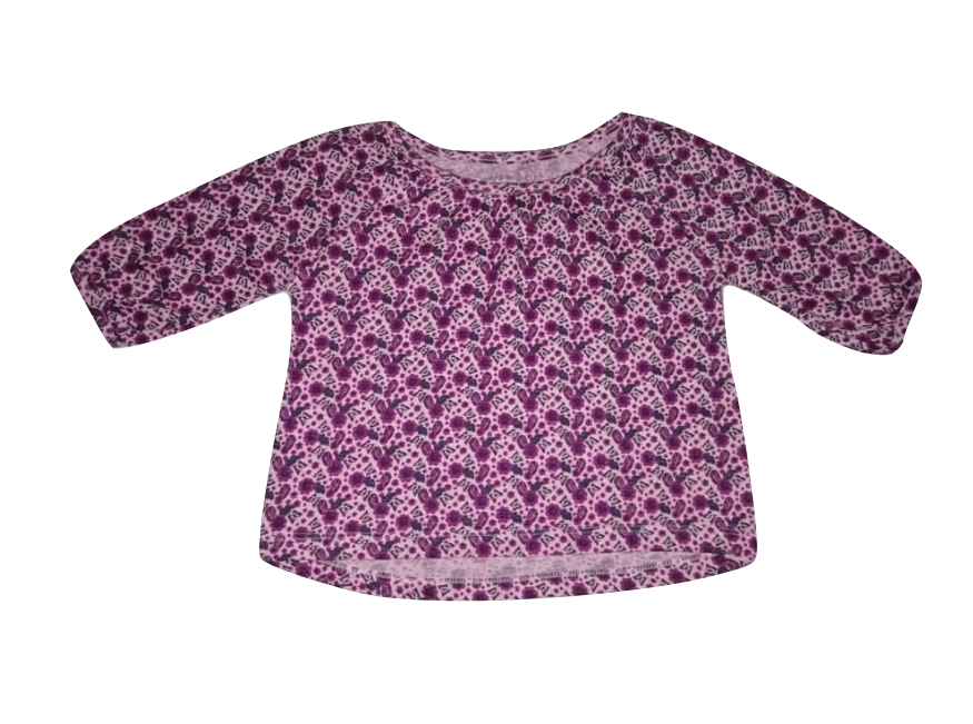 Pep & Co Floral Purple Longsleeve Top - Stockpoint Apparel Outlet