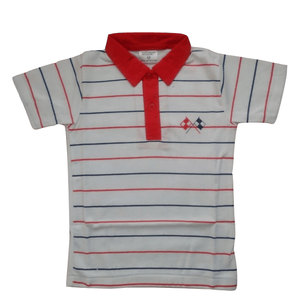 EMA Striped Boys Poloshirt Red/white - Stockpoint Apparel Outlet