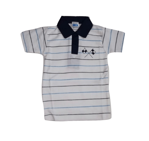 EMA Boys Striped Polo shirt Navy/white - Stockpoint Apparel Outlet