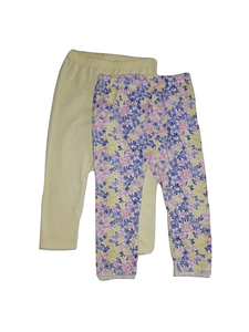 Coo Chi Coo Baby Girls Floral & Plain Two Pack Leggings