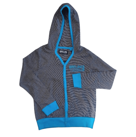 Dunnes Brelini Boys Grey Optic Stripe Longsleeve Hooded Top