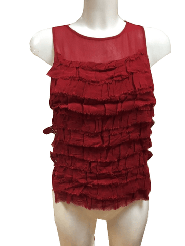 Topshop Womens Red Buckle Frill Ruffle Vest Top - Stockpoint Apparel Outlet