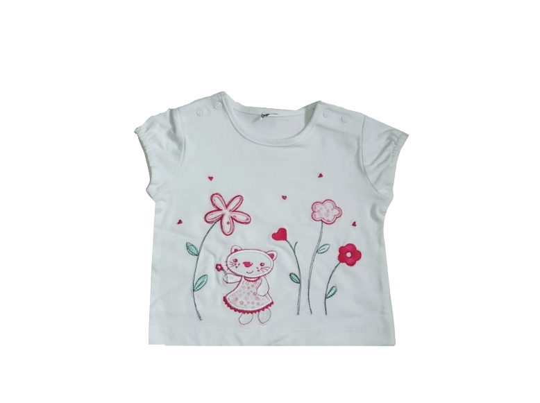 Baby Girls White Floral Detail Top - Stockpoint Apparel Outlet