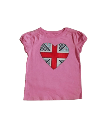 Baby Girls Union Jack Heart Pink Top
