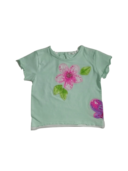 Baby Girls Floral Design Green Top