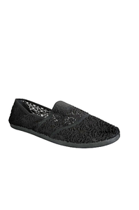 Womens Floral Lace Black Slip-on Flats - Stockpoint Apparel Outlet