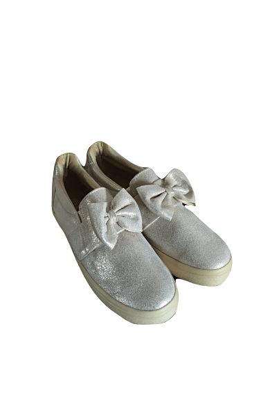 Y&L Womens Silver with Gold Detail Ribbon Pumps